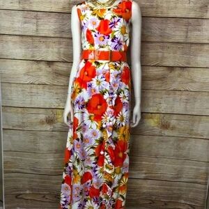 60's Nelly de Grab Floral Three Piece Maxi Skirt Set With Belt